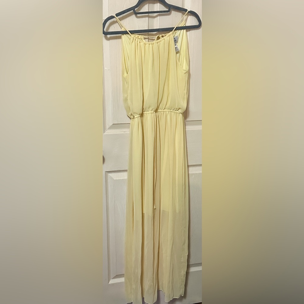 Sweet Storm Yellow Chiffon Halter Maxi Dress
